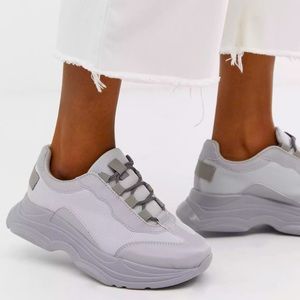 ASOS DESIGN Dare Chunky Dad Sneakers - Pale Gray - Size 8 - Size 39